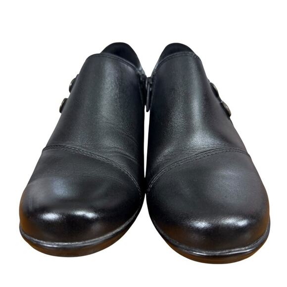 Clarks Emslie Warren Womens Black Leather Clogs Block Chunky Heel Shoes sz 7 M - Picture 7 of 16